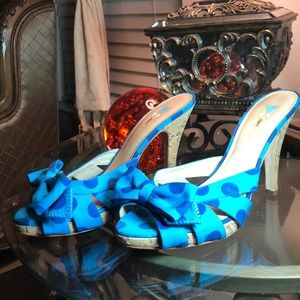 Brand New Dani Black -,Aqua Blueberry Dot Slides